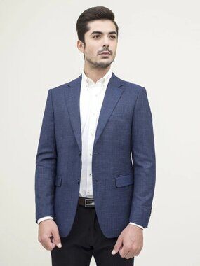 H&M Blazer Jacket Mens Size 40 Regular Blue Slim Fit Two-Button Closure